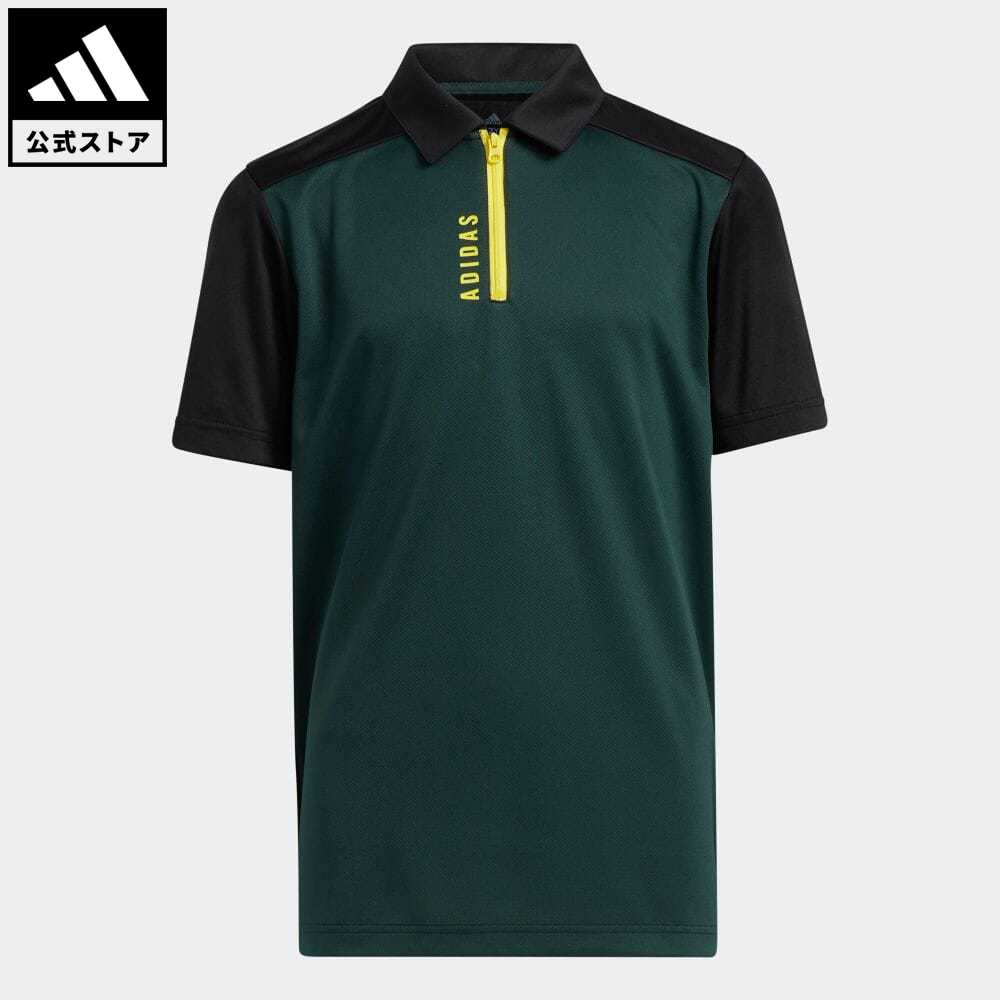 【公式】アディダス adidas 返品可 ゴルフ BOYS ハーフジップ 半袖シャツ キッズ／子供用 ウェア・服 トップス ポロシャツ 緑 グリーン HD1066 p0517