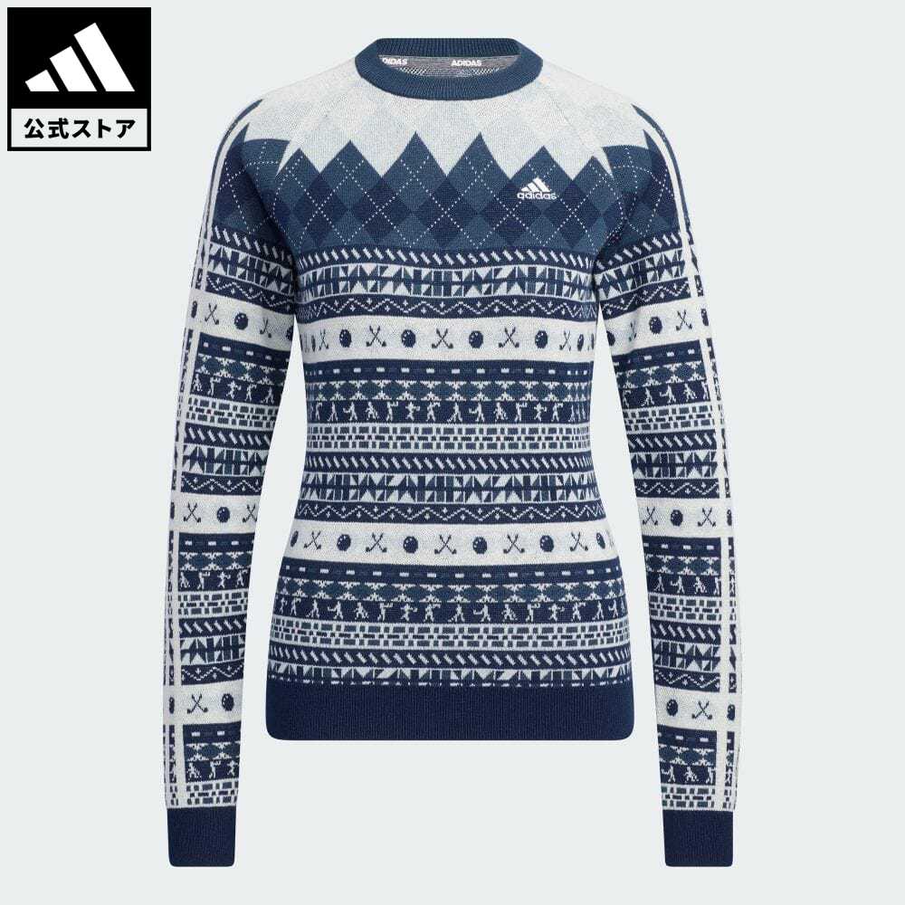 アディダス adidas 返品可 ゴルフ ヒストリカルパターン 長袖クルーネックセーター レディース ウェア・服 トップス セーター 青 ブルー HG5796 Gnot