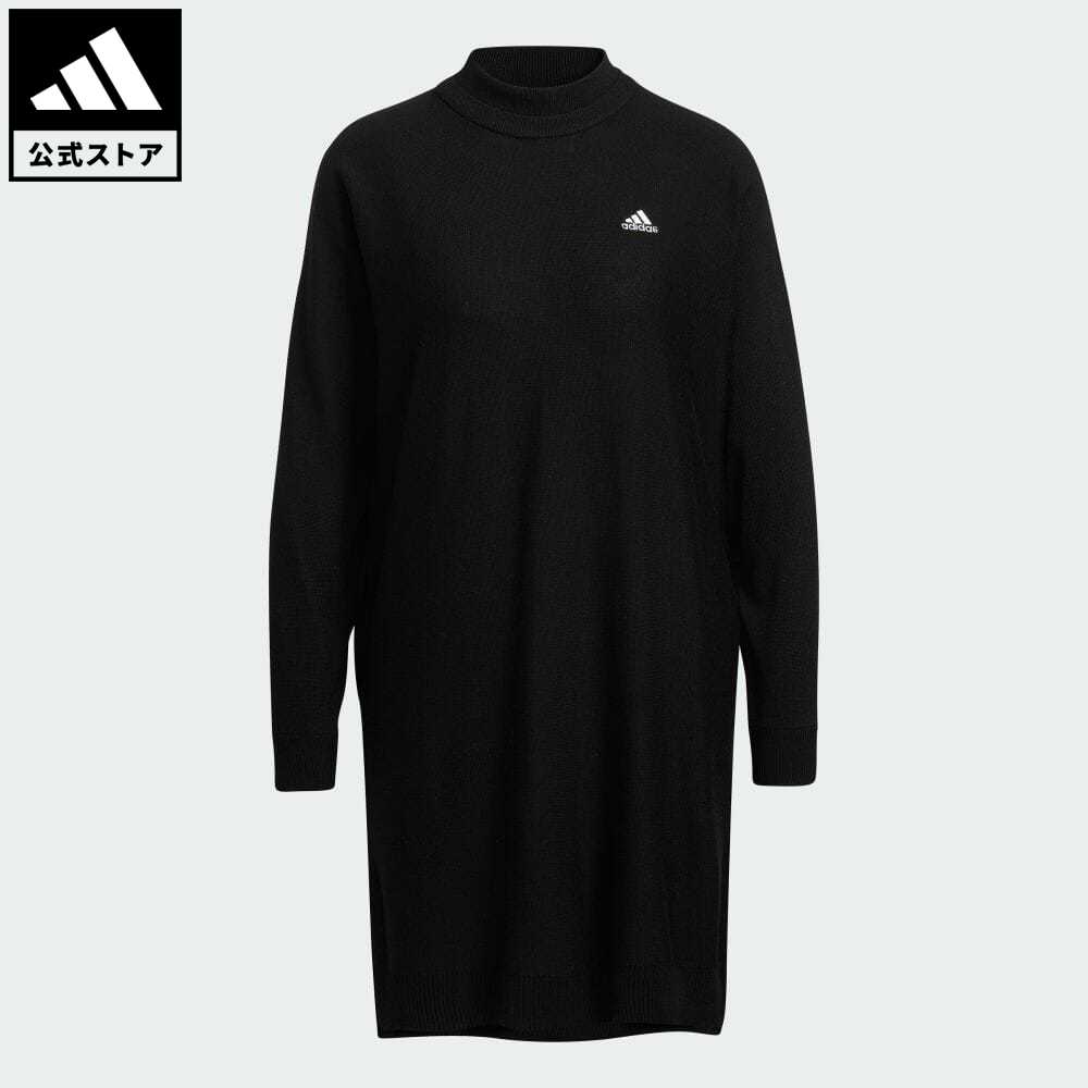 【公式】アディダス adidas 返品可 ゴルフ スリーストライプス 長袖セーターワンピース レディース ウェア・服 オールインワン ワンピース 黒 ブラック HG8275