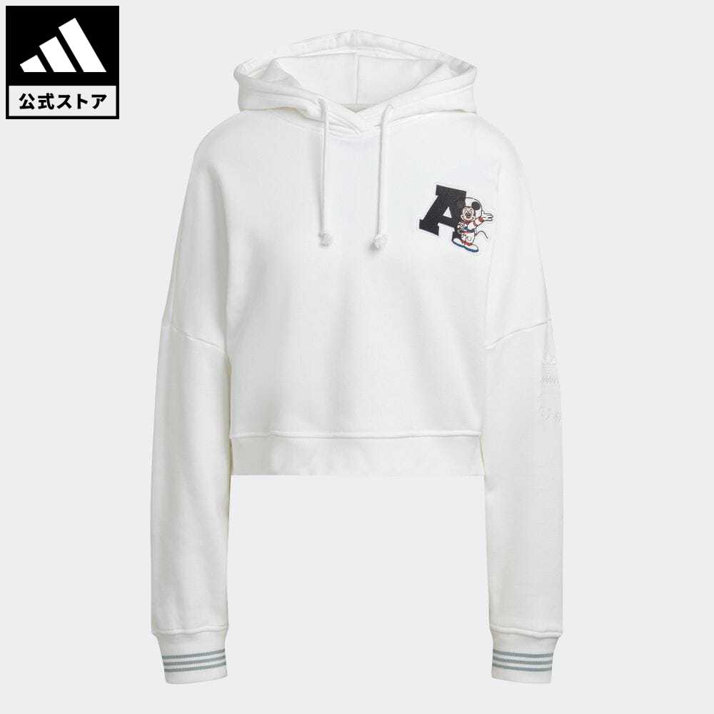 【公式】アディダス adidas 返品可 ショート ディズニー パーカー オリジナルス レディース ウェア・服 トップス パーカー(フーディー) スウェット（トレーナー） 白 ホワイト HL9055 トレーナー