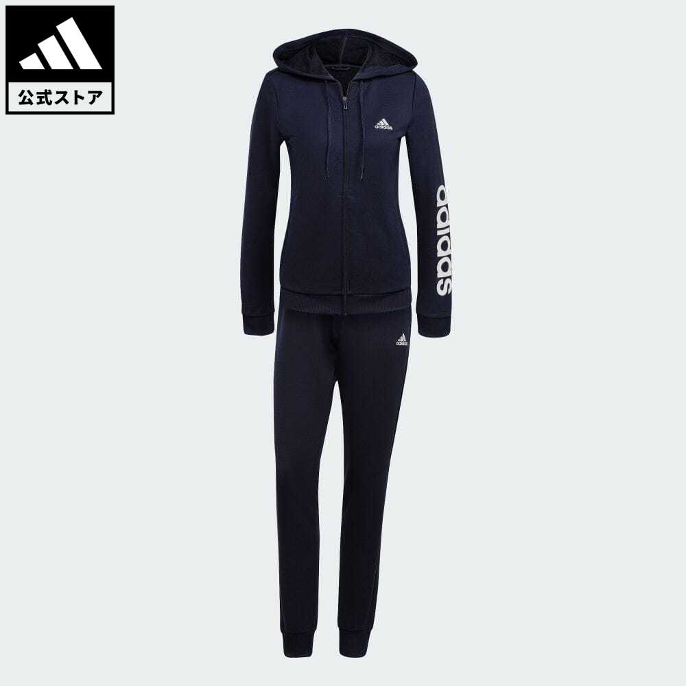 【公式】アディダス adidas 返品可 エッセンシャルズ ロゴ フレンチテリー トラックスーツ（ジャージセットアップ）/ Essentials Logo French Terry Track Suit スポーツウェア レディース ウェア・服 セットアップ ジャージ 青 ブルー H07869 上下のサムネイル