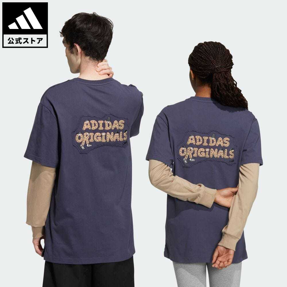 【公式】アディダス adidas 返品可 アディダス × CHARR 長袖Tシャツ オリジナルス メンズ レディース ウェア・服 トップス Tシャツ 青 ブルー HR3470 ロンt