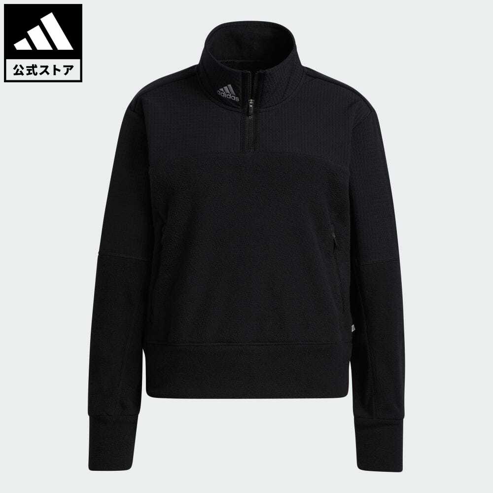 アディダス アウトドアジャケット レディース 【公式】アディダス adidas 返品可 ゴルフ ファブリックミックス 長袖 撥水フリースハーフジップジャケット レディース ウェア・服 アウター ジャケット 黒 ブラック HM5315 Gnot