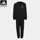 【公式】アディダス adidas 返品可 アディカラー クルーネック セットアップ オリジナルス キッズ／子供用 ウェア・服 セットアップ ジャージ 黒 ブラック HC9512 上下