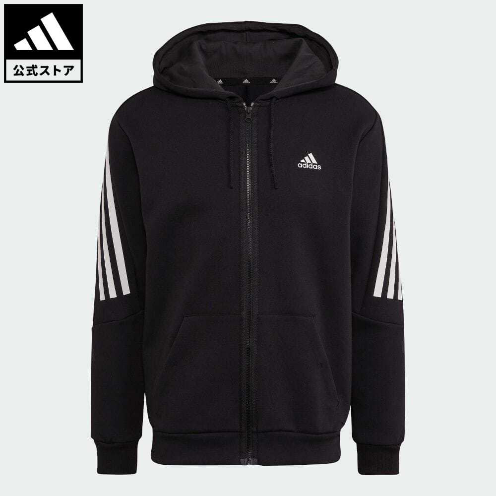 【公式】アディダス adidas 返品可 フューチャーアイコン スリーストライプス フルジップパーカー スポーツウェア メンズ ウェア・服 トップス パーカー(フーディー) ジャージ 黒 ブラック HK4568 トレーナー