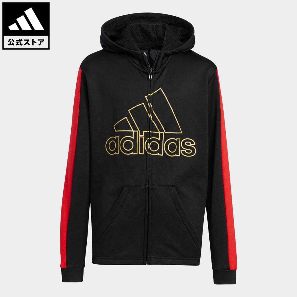 【公式】アディダス adidas 返品可 ポリエステル ニットジャケット スポーツウェア キッズ／子供用 ウェア・服 トップス パーカー(フーディー) ジャージ 黒 ブラック HM9593 トレーナーのサムネイル