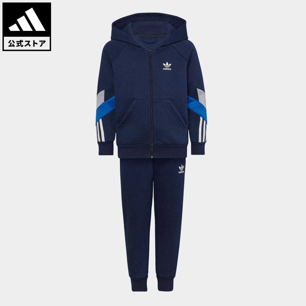 【30%OFF】【公式】アディダス adidas 返品可 フルジップ パーカー セットアップ オリジナルス キッズ／子供用 ウェア・服 セットアップ ジャージ 青 ブルー HL6862 上下のサムネイル