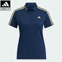 アディダス ポロシャツ レディース 【公式】アディダス adidas 返品可 ゴルフ スリーストライプス 半袖ストレッチボタンダウンシャツ レディース ウェア・服 トップス ポロシャツ 青 ブルー HG8288