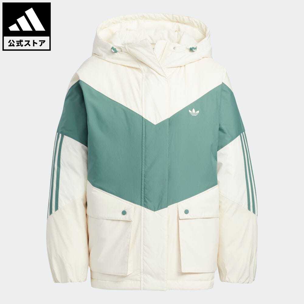 【公式】アディダス adidas 返品可 カラーブロック ダウンジャケット オリジナルス レディース ウェア・服 アウター ダウン 白 ホワイト HS9518 ダウンジャケット wt22fw win_co