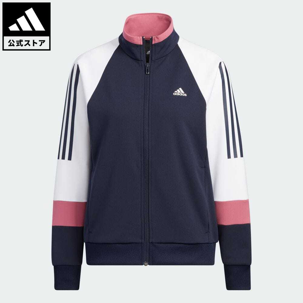 【公式】アディダス adidas 返品可 ルーズフィット カラーブロック ダブルニット トラックトップ スポーツウェア レディース ウェア・服 アウター ジャケット ジャージ 青 ブルー IA5210