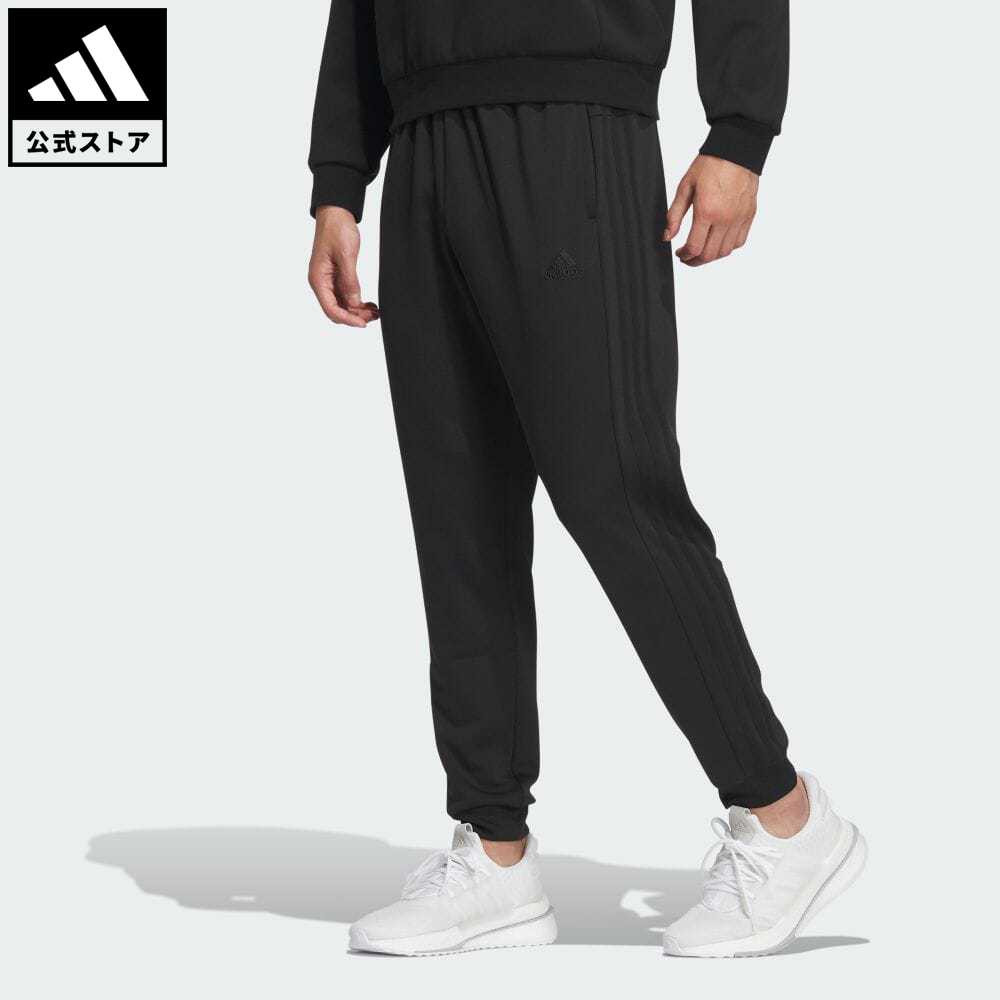 【公式】アディダス adidas 返品可 スリーストライプス ダブルニット カフヘム トラックパンツ スポーツウェア メンズ ウェア・服 ボトムス ジャージ パンツ 黒 ブラック IA9384 下 p0517