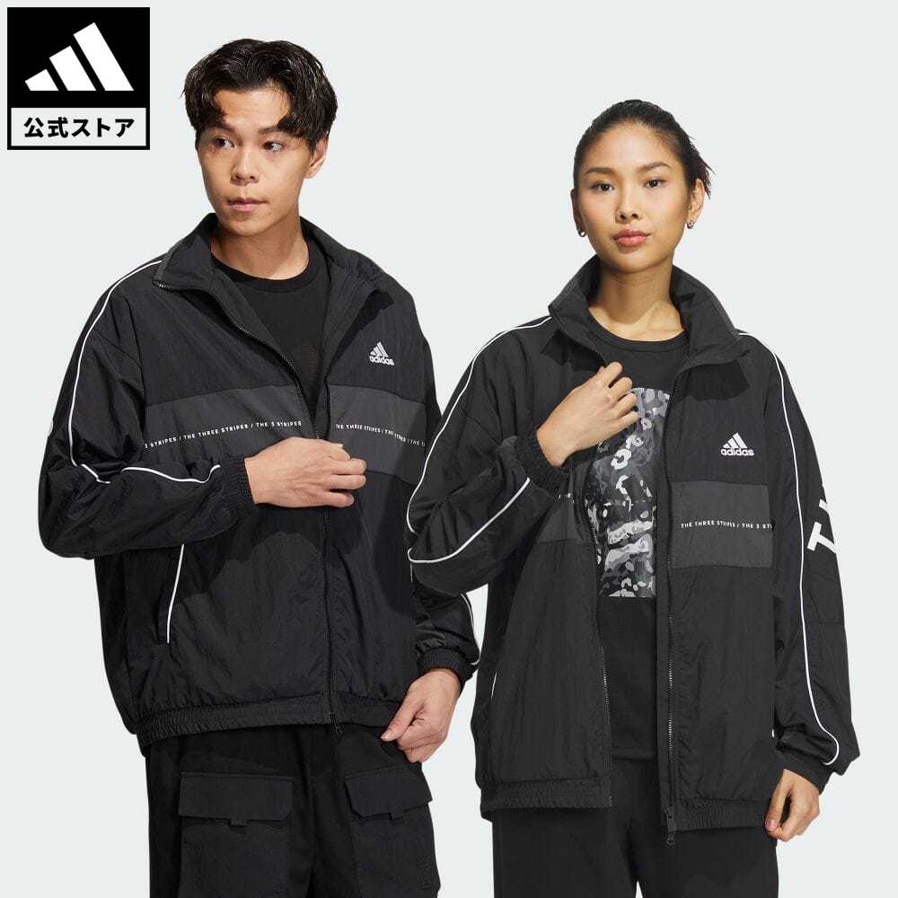 【公式】アディダス adidas 返品可 オーバーサイズフィット ウーブンジャケット（ジェンダーフリー） スポーツウェア メンズ レディース ウェア・服 アウター ジャケット ジャージ 黒 ブラック IA9425のサムネイル