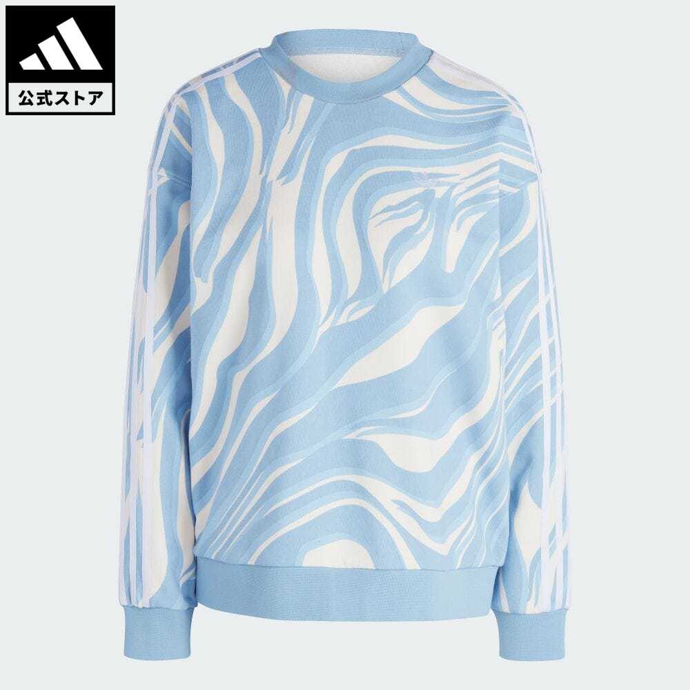 【公式】アディダス adidas 返品可 アブストラクト 総柄アニマルプリント スウェット オリジナルス レディース ウェア・服 トップス スウェット（トレーナー） 青 ブルー IJ8189のサムネイル