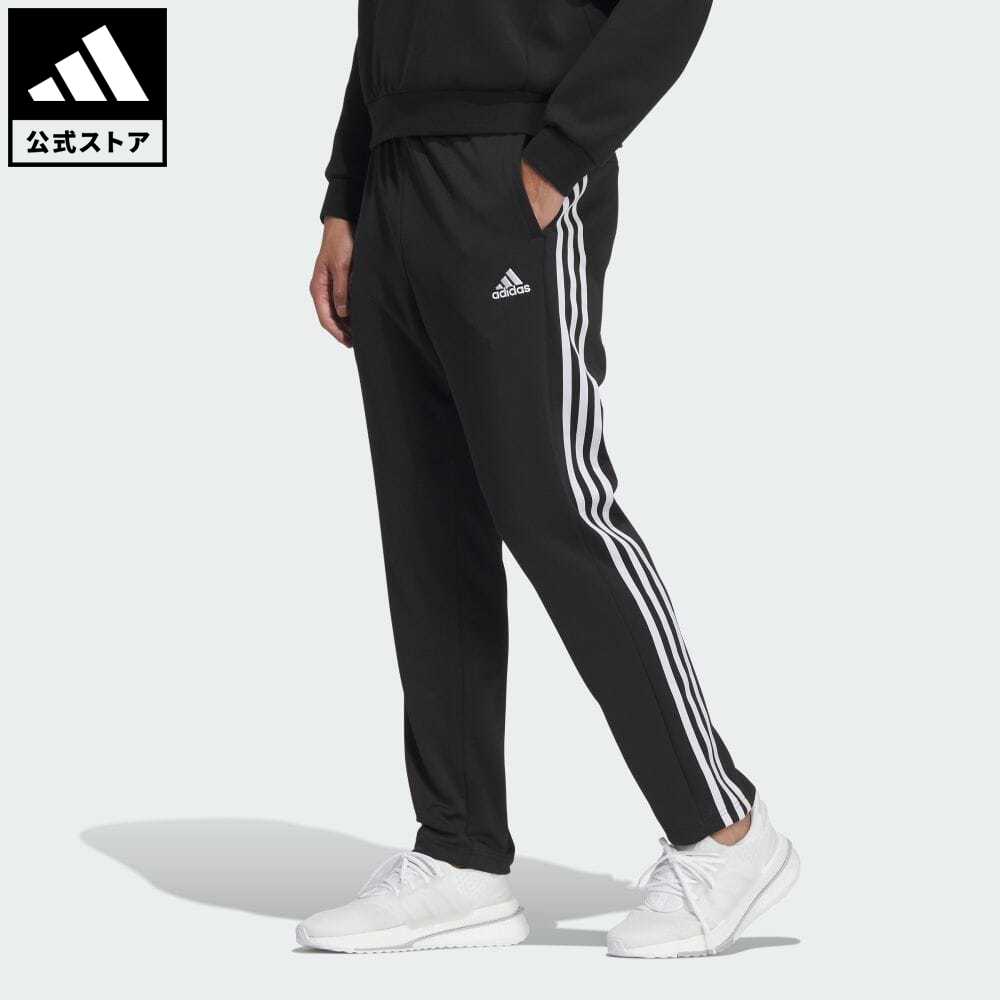 【公式】アディダス adidas 返品可 スリーストライプス レギュラーフィット ダブルニット トラックパンツ スポーツウェア メンズ ウェア 服 ボトムス ジャージ パンツ 黒 ブラック IA9377 下