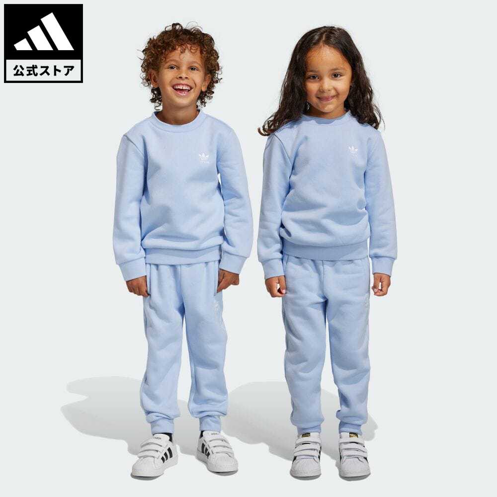 【公式】アディダス adidas 返品可 アディカラー クルーネック セットアップ オリジナルス キッズ／子供用 ウェア・服 セットアップ ジャージ 青 ブルー IB9900 上下のサムネイル