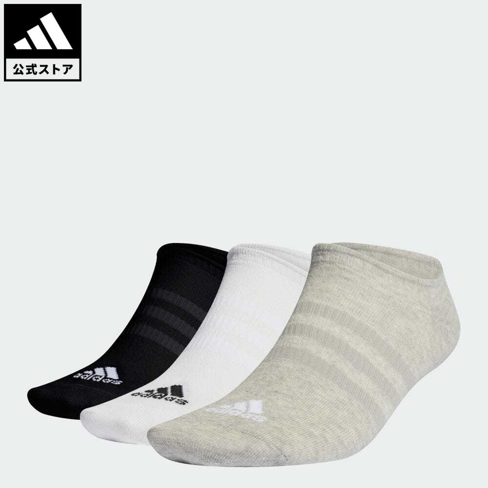 【公式】アディダス adidas 返品可 薄手・軽量ノーショーソックス3足組 メンズ レディース アクセサリー ソックス・靴下 シューズインソックス グレー IC1328