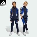 【公式】アディダス adidas 返品可 カラーブロック スリーストライプス トラックスーツ スポーツウェア キッズ／子供用 ウェア・服 セットアップ ジャージ 青 ブルー IC5628 上下