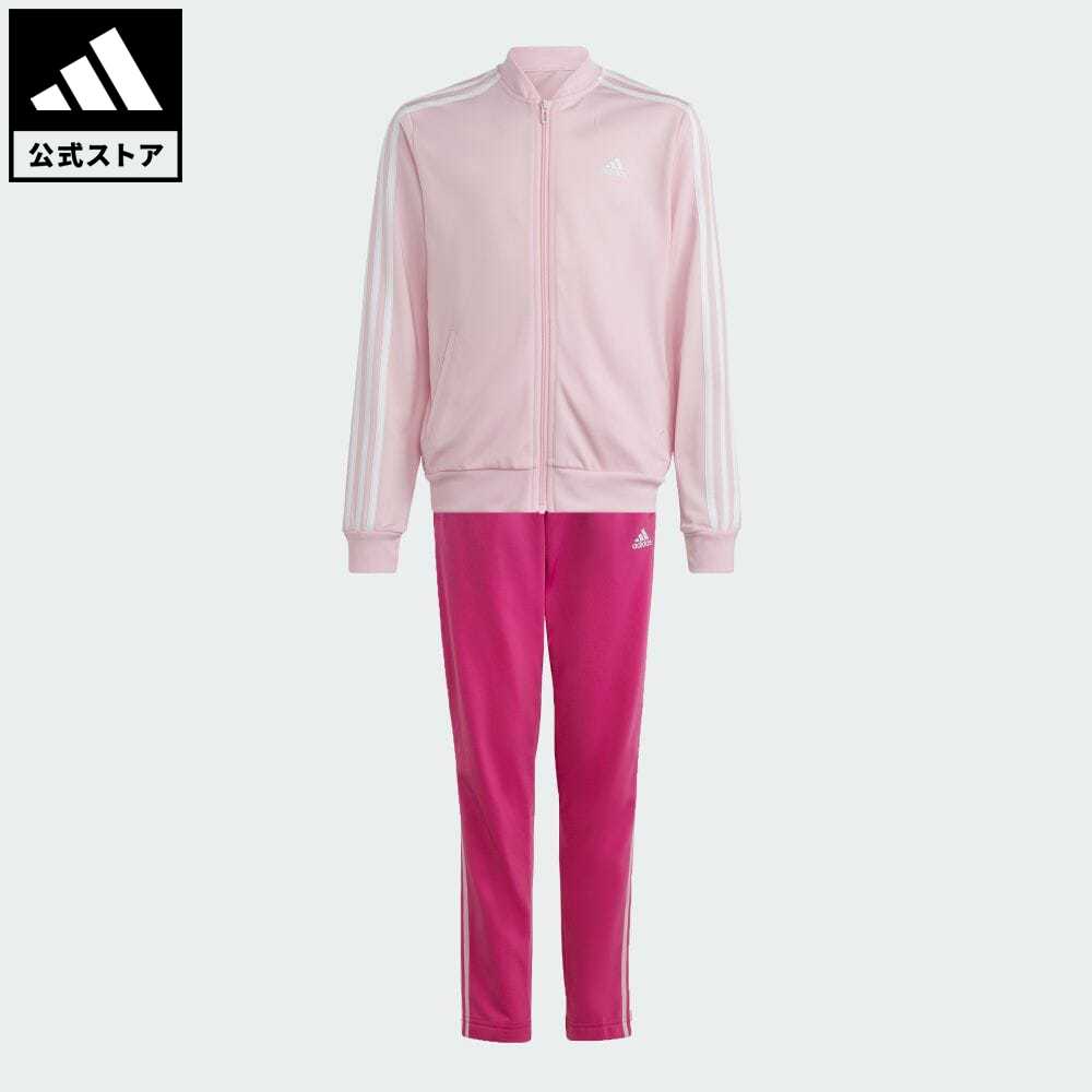 【50%OFF 2/15-2/20】 【公式】アディダス adidas 返品可 エッセンシャルズ スリーストライプス トラックスーツ スポーツウェア キッズ／子供用 ウェア・服 セットアップ ジャージ ピンク IC0113 上下のサムネイル