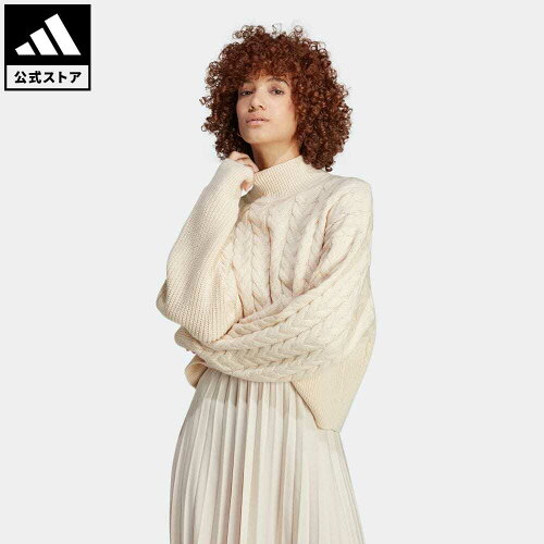 【公式】アディダス adidas 返品可 ケーブルニットセーター オリジナルス レディース ウェア・服 その他ウェア 白 ホワイト IC5221