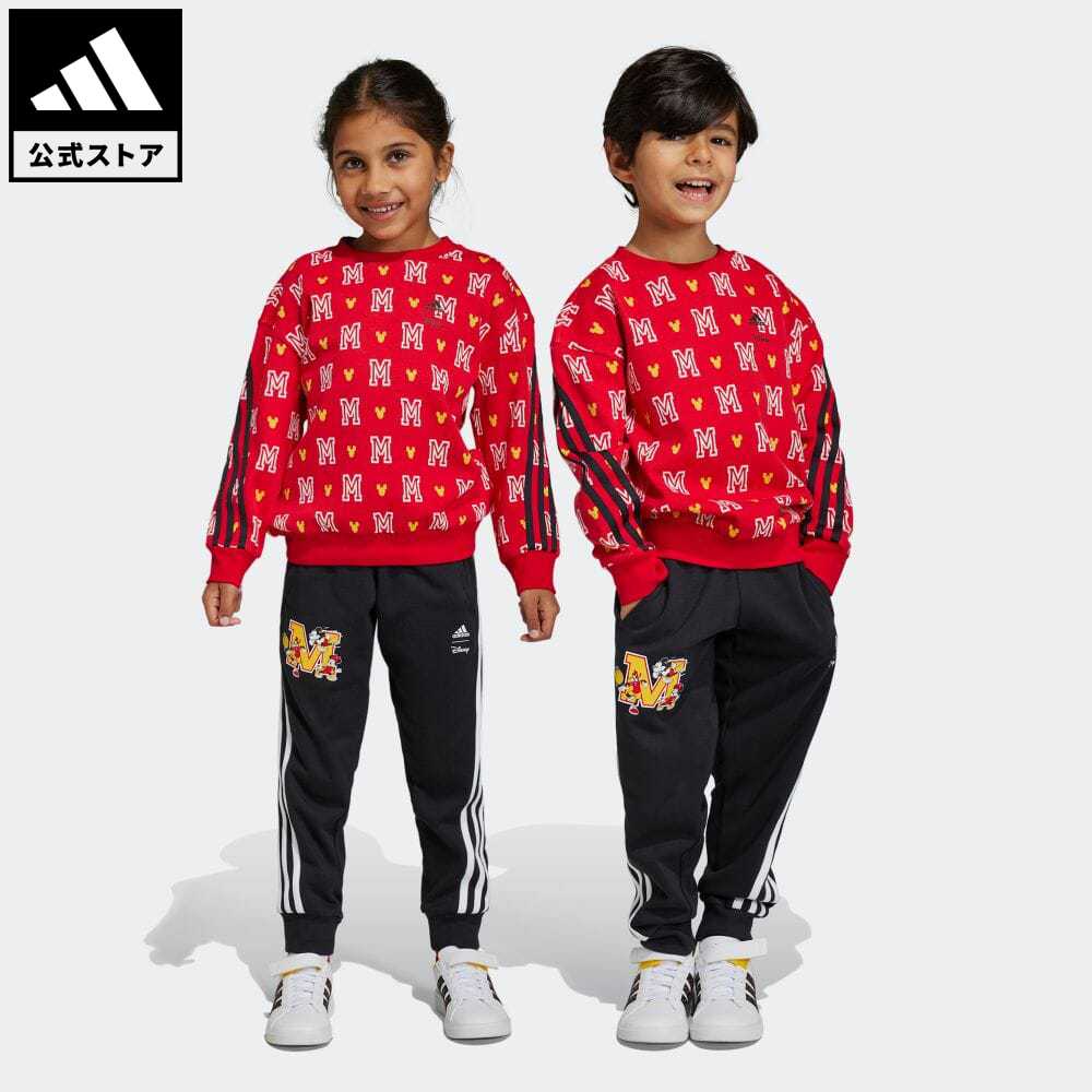 【公式】アディダス adidas 返品可 adidas × Disney ミッキーマウス ジョガートラックスーツ スポーツウェア キッズ／子供用 ウェア・服 セットアップ ジャージ 赤 レッド HR9479 上下