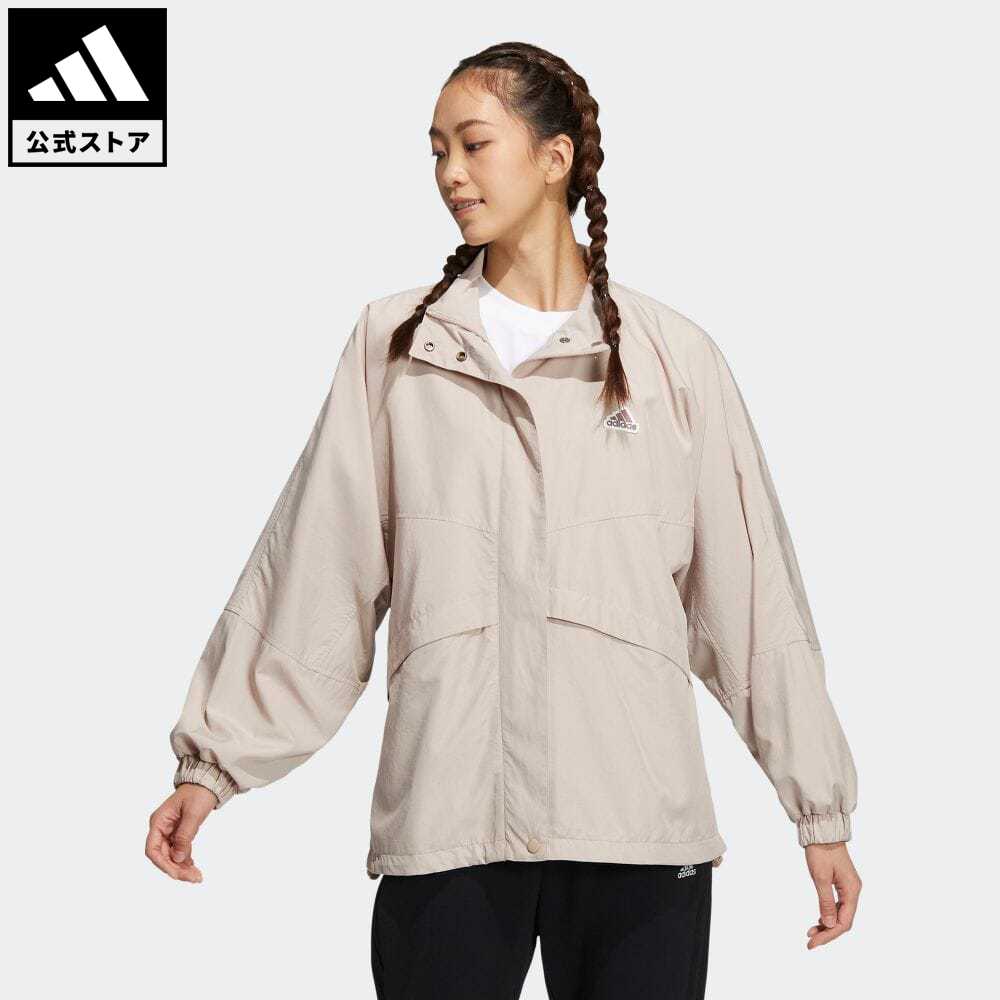 【公式】アディダス adidas 返品可 ルーズフィット ウーブンジャケット スポーツウェア レディース ウェア 服 アウター ジャケット ジャージ ブラウン IA5247