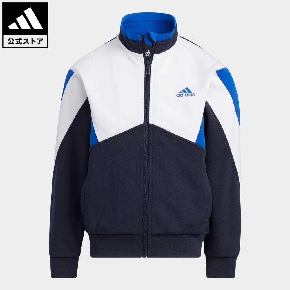 【36%OFF】 【公式】アディダス adidas 返品可 カラーブロック ダブルニット ルーズフィット ウォームアップ トラックトップ スポーツウェア キッズ／子供用 ウェア・服 アウター ジャケット ジャージ 青 ブルー IB0263のサムネイル