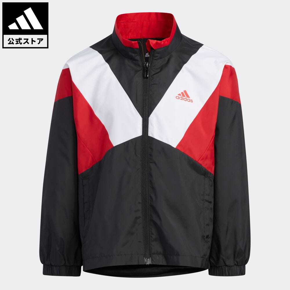 【公式】アディダス adidas 返品可 カラーブロック ルーズフィット ウーブン トラックトップ スポーツウェア キッズ／子供用 ウェア・服 アウター ジャケット ジャージ 黒 ブラック IB0276のサムネイル