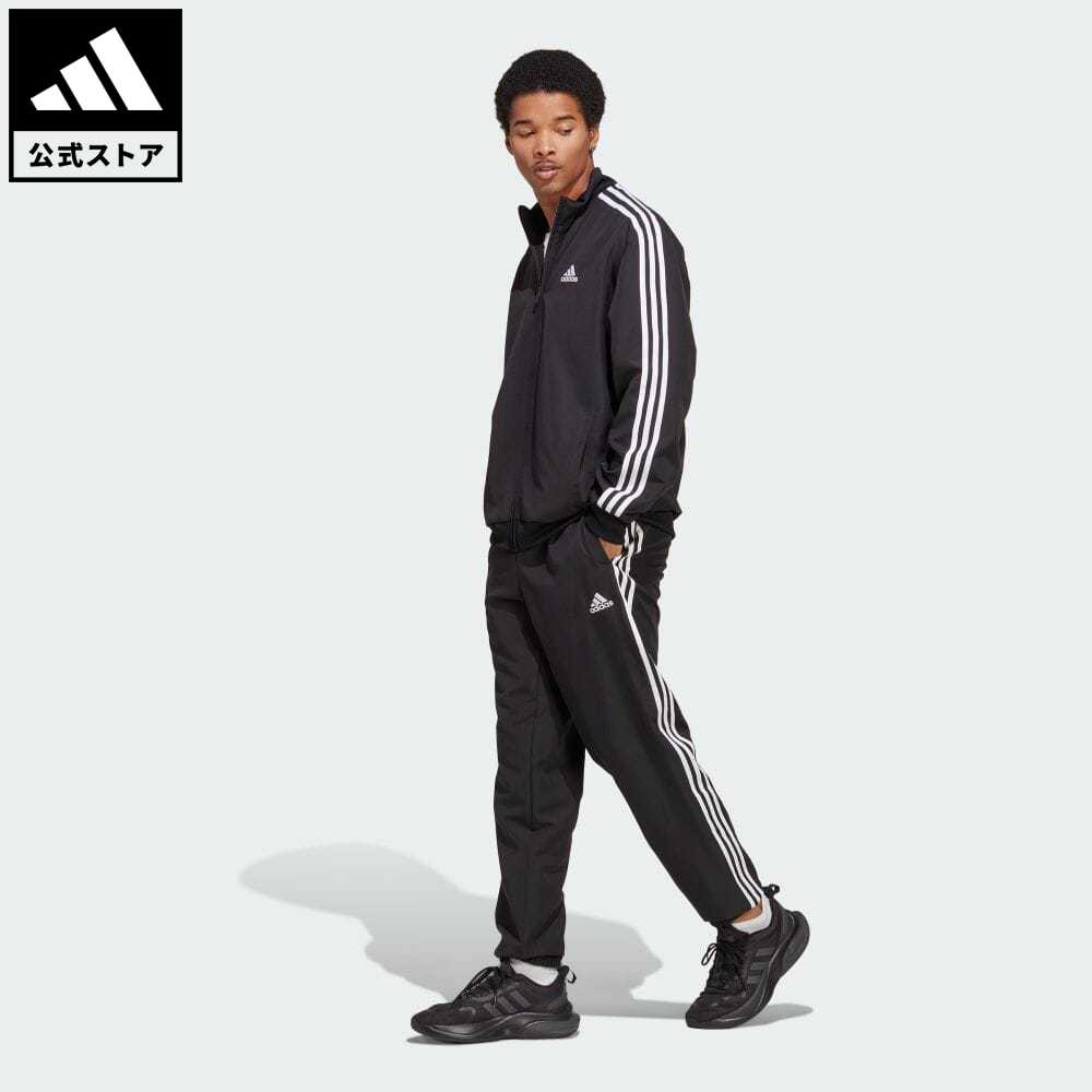 【公式】アディダス adidas 返品可 スリーストライプス ウーブントラック スーツ スポーツウェア メンズ ウェア 服 セットアップ ジャージ 黒 ブラック IC6750 上下 p0524