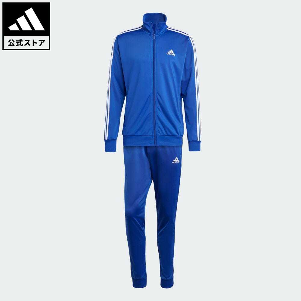 【公式】アディダス adidas 返品可 ベーシック スリーストライプス トリコット トラックスーツ（ジャージ） スポーツウェア メンズ ウェア・服 セットアップ ジャージ 青 ブルー IC6761 上下のサムネイル