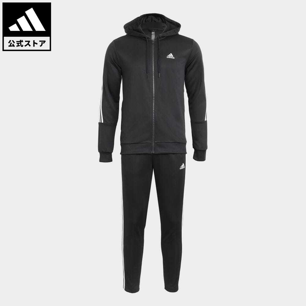 【公式】アディダス adidas 返品可 スリーストライプス トラックスーツ（ジャージ） スポーツウェア メンズ ウェア・服 セットアップ ジャージ 黒 ブラック IC6767 上下 p0517