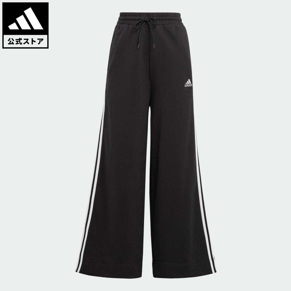 【公式】アディダス adidas 返品可 エッセンシャルズ スリーストライプス フレンチテリー ワイドパンツ スポーツウェア レディース ウェア・服 ボトムス スウェット（トレーナー） パンツ 黒 ブラック IC8775 スウェットのサムネイル