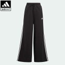 【公式】アディダス adidas 返品可 エッセンシャルズ スリーストライプス フレンチテリー ワイドパンツ スポーツウェア レディース ウェア・服 ボトムス スウェット（トレーナー） パンツ 黒 ブラック IC8775 スウェット