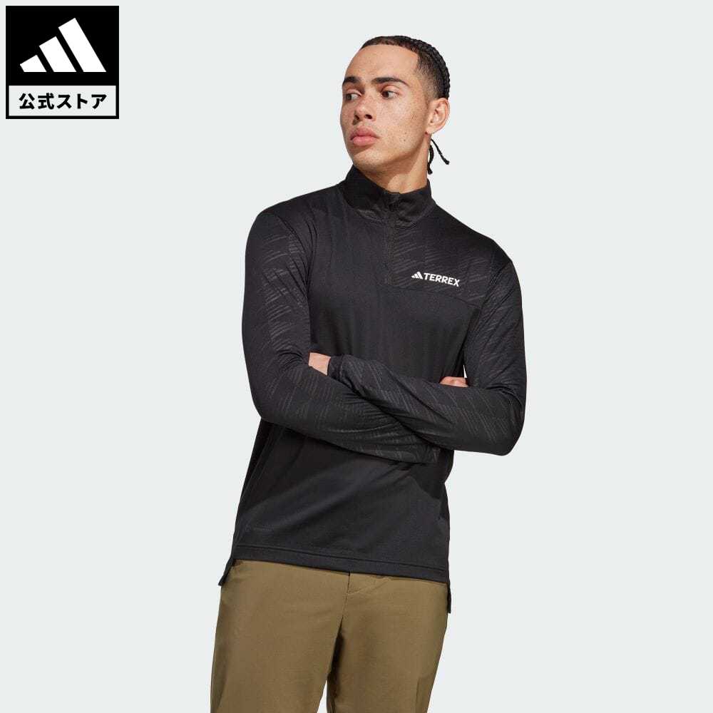 アディダス adidas 返品可 アウトドア テレックス マルチ ハーフジップ 長袖Tシャツ アディダス テレックス メンズ ウェア・服 トップス Tシャツ 黒 ブラック HT9501 ロンt