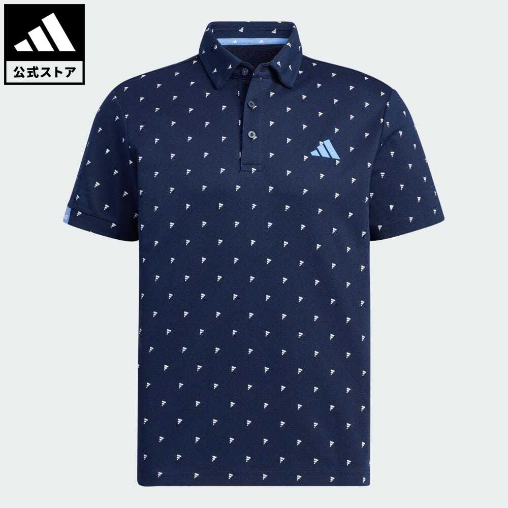 アディダス 【公式】アディダス adidas 返品可 ゴルフ アディダスロゴモノグラムプリント 半袖ボタンダウンシャツ メンズ ウェア・服 トップス ポロシャツ 青 ブルー HT6839 Gnot