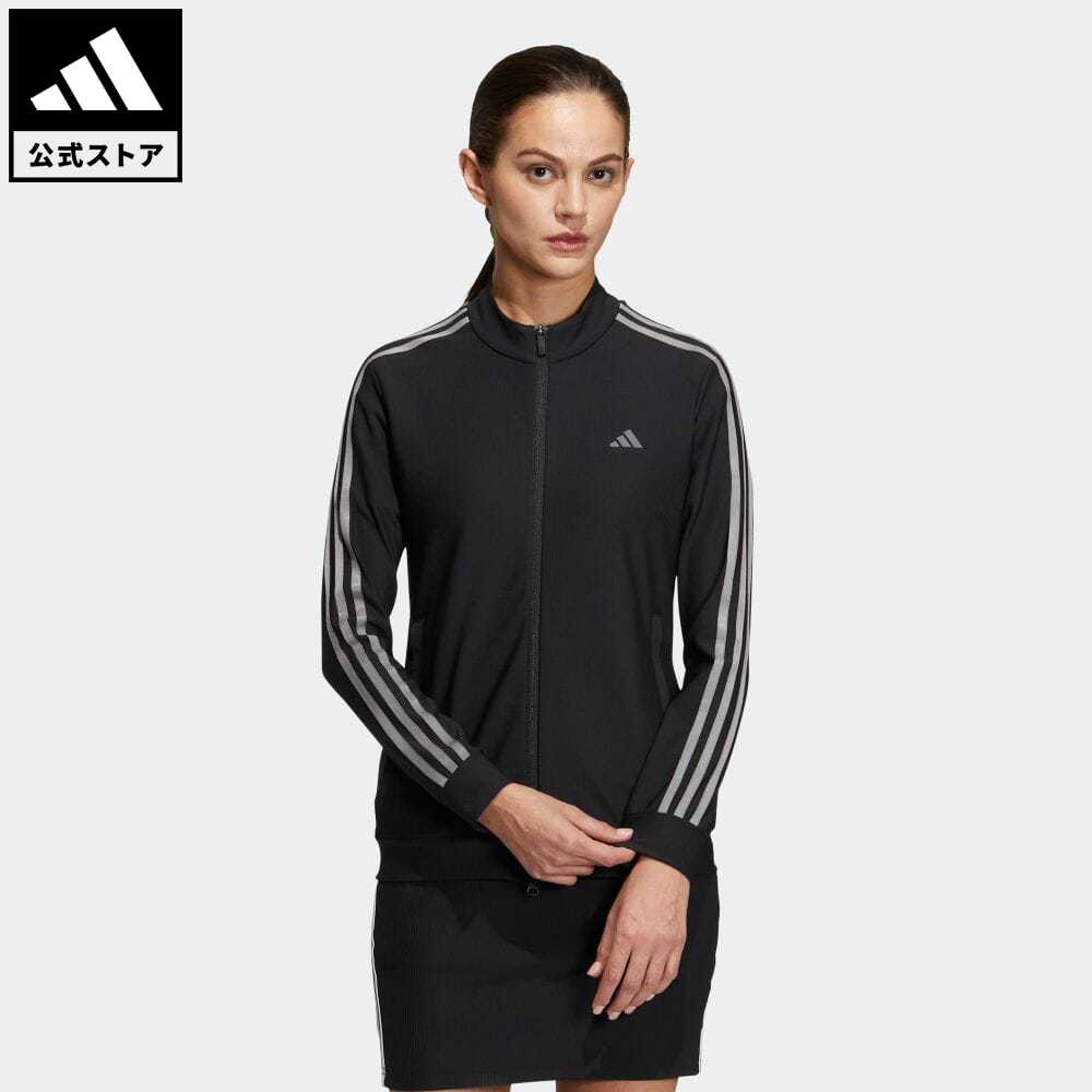 アディダス adidas 返品可 ゴルフ スリーストライプス 長袖フルジップジャケット レディース ウェア・服 アウター ジャケット 黒 ブラック HS9006 Gnot