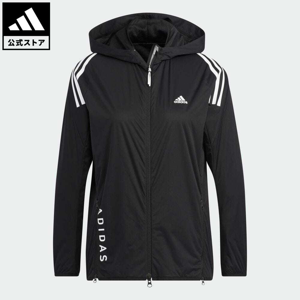 アディダス アウトドアジャケット レディース 【公式】アディダス adidas 返品可 ゴルフ スリーストライプス 撥水 長袖フルジップフーディージャケット レディース ウェア・服 アウター ジャケット 黒 ブラック HG8258 Gnot