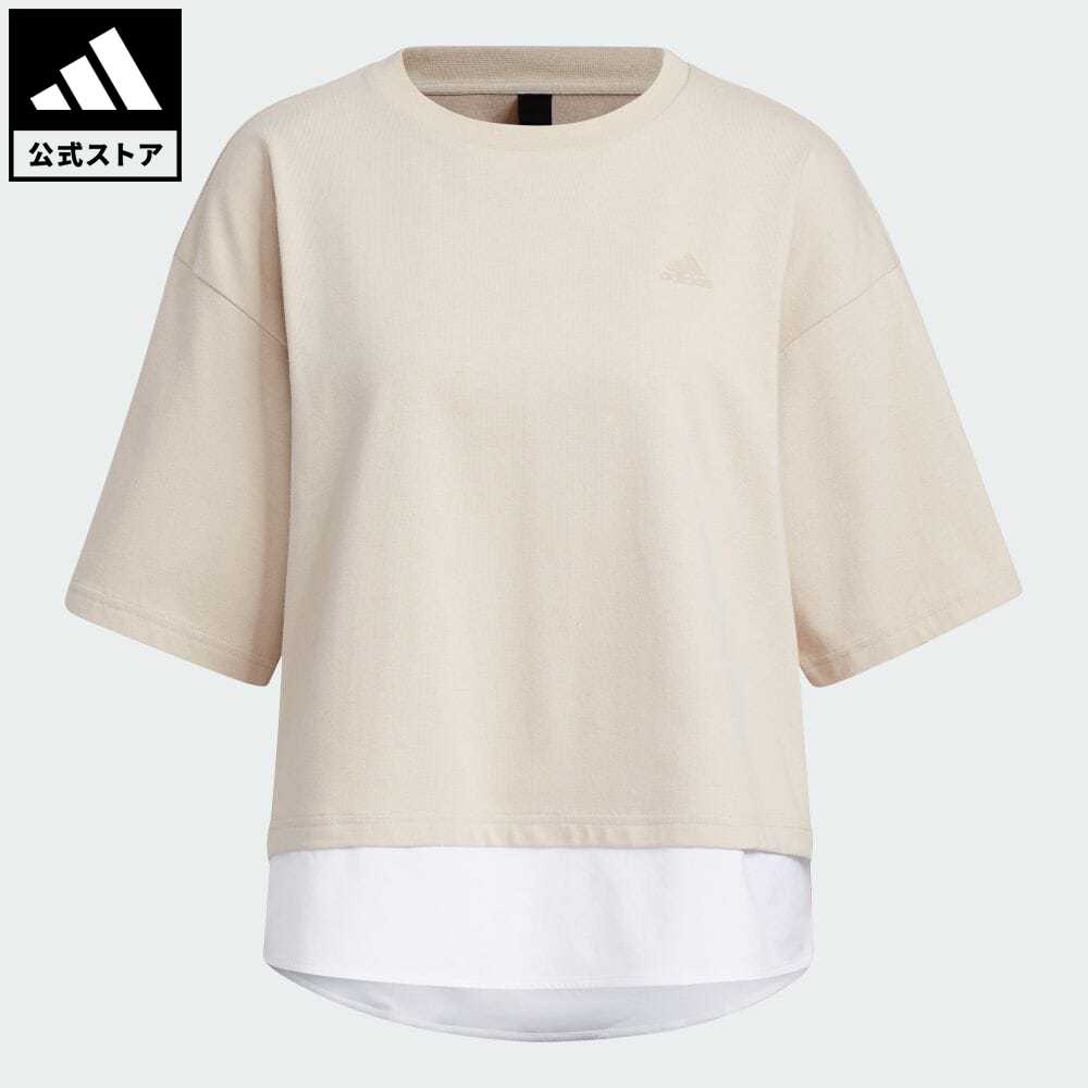 【公式】アディダス adidas 返品可 シーズナル スポーツウェア ルーズフィット レイヤードTシャツ スポーツウェア レディース ウェア・服 トップス Tシャツ ブラウン HY4619 半袖のサムネイル