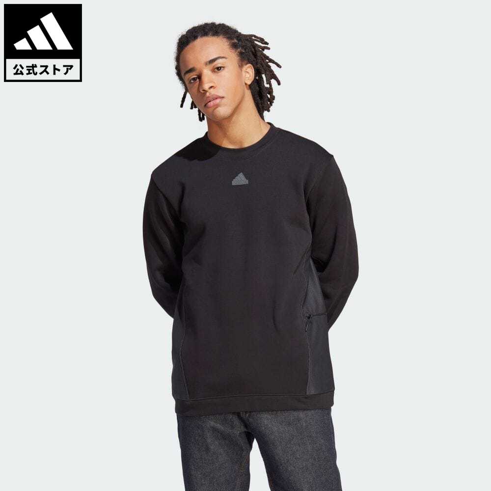 【公式】アディダス adidas 返品可 シティエスケープ スウェットシャツ スポーツウェア メンズ ウェア・服 トップス スウェット（トレーナー） 黒 ブラック IC9727のサムネイル