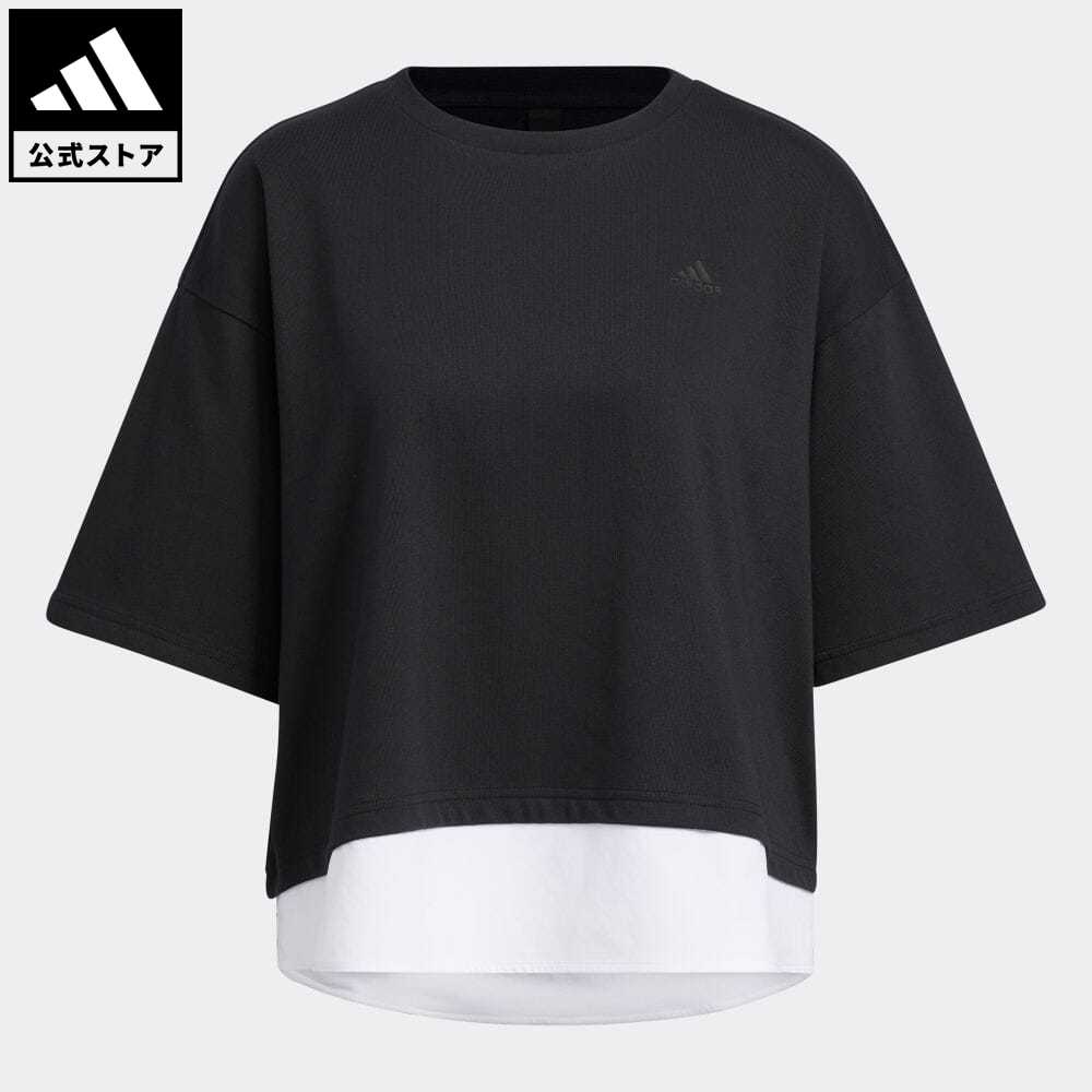 【公式】アディダス adidas 返品可 シーズナル スポーツウェア ルーズフィット レイヤードTシャツ スポーツウェア レディース ウェア・服 トップス Tシャツ 黒 ブラック HY4618 半袖のサムネイル