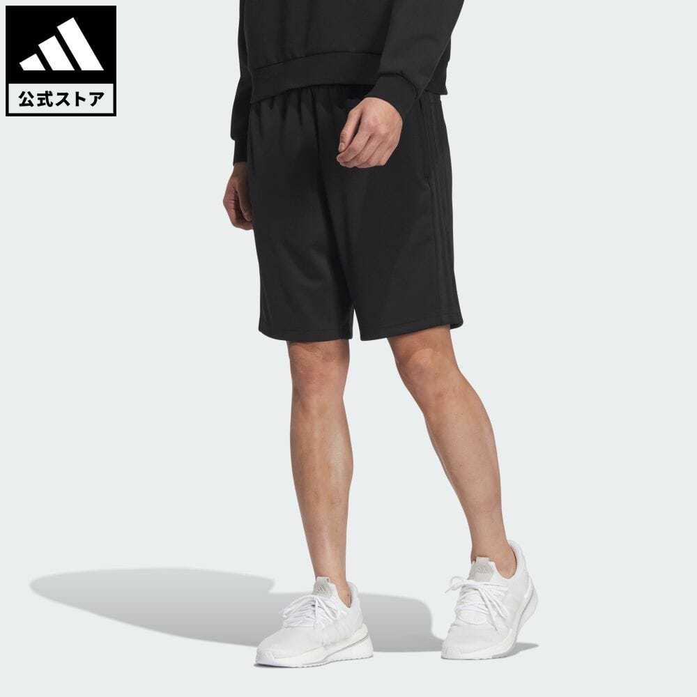 【公式】アディダス adidas 返品可 スリーストライプス レギュラーフィット ダブルニットショーツ スポーツウェア メンズ ウェア・服 ボトムス ハーフパンツ 黒 ブラック IA9383 p0517