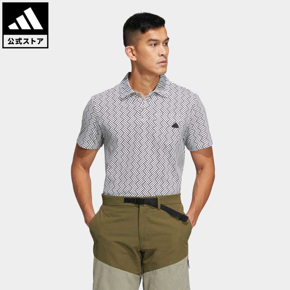 アディダス adidas 返品可 ゴルフ ウッドタイルパターンプリント 半袖ポロシャツ メンズ ウェア・服 トップス ポロシャツ 白 ホワイト HS4494 Gnot