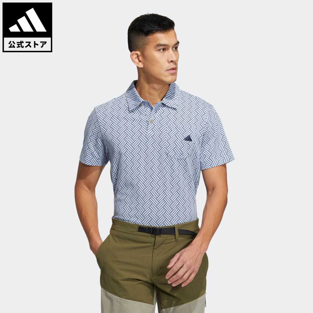 アディダス adidas 返品可 ゴルフ ウッドタイルパターンプリント 半袖ポロシャツ メンズ ウェア・服 トップス ポロシャツ 青 ブルー HS4495 Gnot