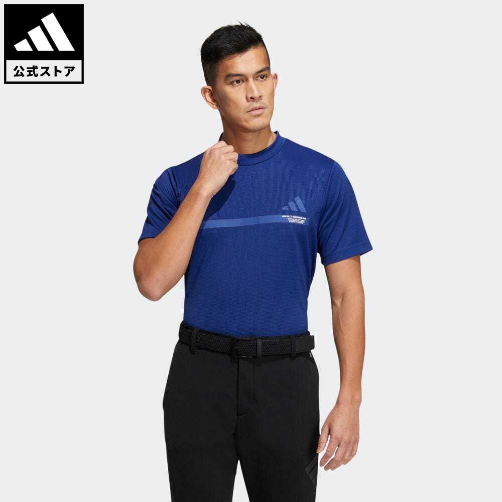 アディダス 【公式】アディダス adidas 返品可 ゴルフ ビッグ アディダスロゴ 半袖モックネックシャツ メンズ ウェア・服 トップス ポロシャツ 青 ブルー HS8997 Gnot