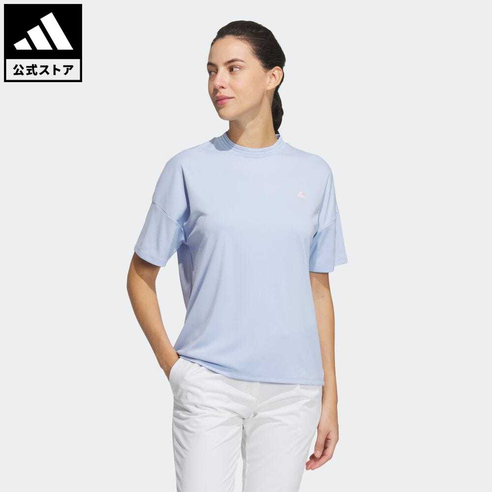 アディダス adidas 返品可 ゴルフ ソフトタッチ 半袖モックネックシャツ レディース ウェア・服 トップス Tシャツ 青 ブルー HT0035 半袖 Gnot