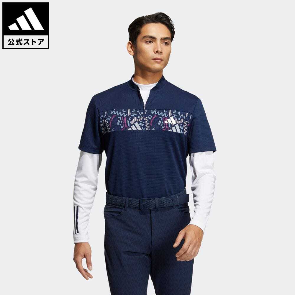 アディダス ポロシャツ メンズ 【公式】アディダス adidas 返品可 ゴルフ チェストプリント レイヤードシャツ メンズ ウェア・服 トップス ポロシャツ 青 ブルー HT6842 Gnot