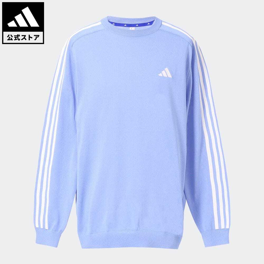 アディダス adidas 返品可 ゴルフ ライトウェイト スリーストライプス 長袖クルーネックセーター メンズ ウェア・服 トップス スウェット（トレーナー） 青 ブルー HZ9225 Gnot