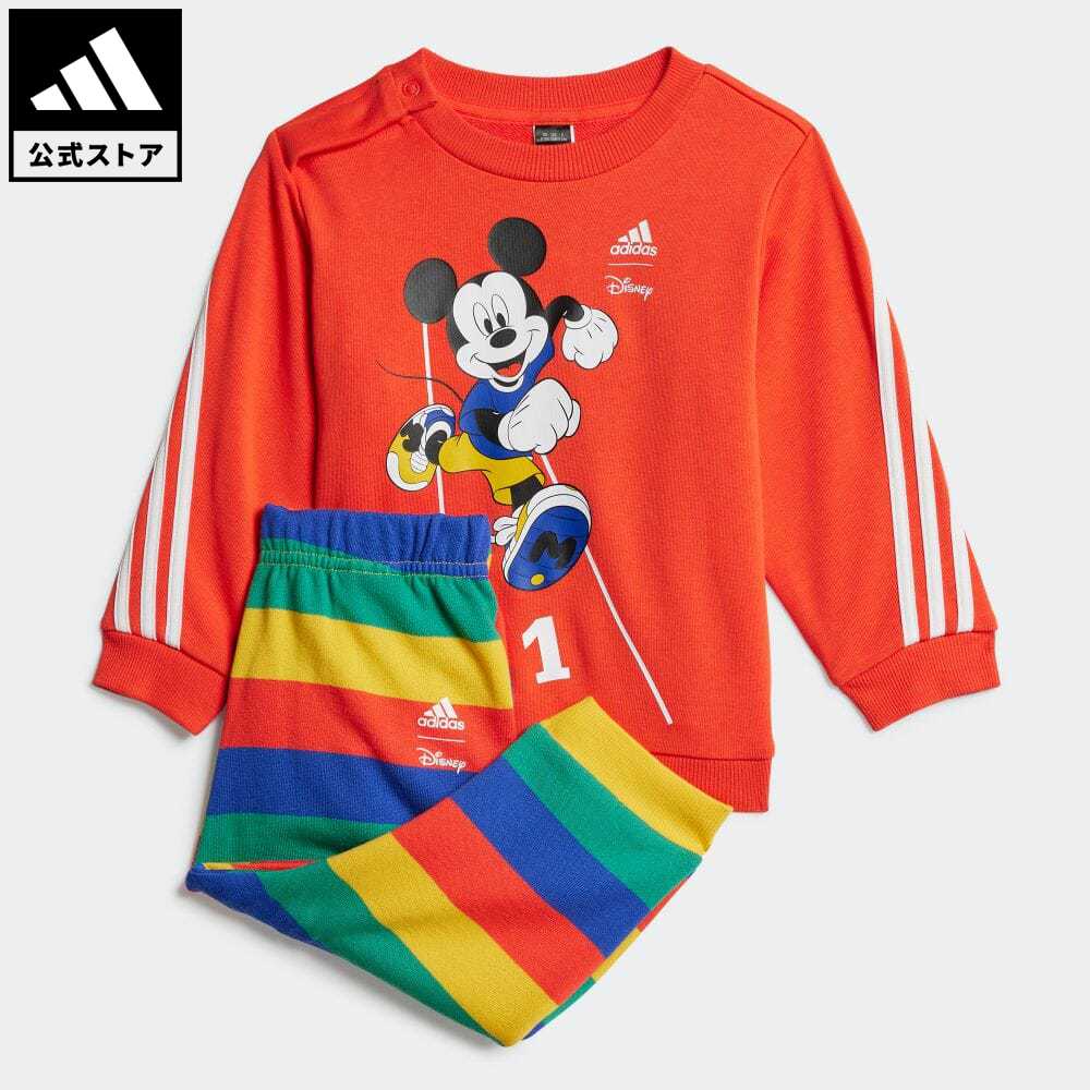 【公式】アディダス adidas 返品可 adidas Disney ミッキーマウス ジョガー スポーツウェア キッズ／子供用 ウェア・服 セットアップ 赤 レッド HR9486 上下