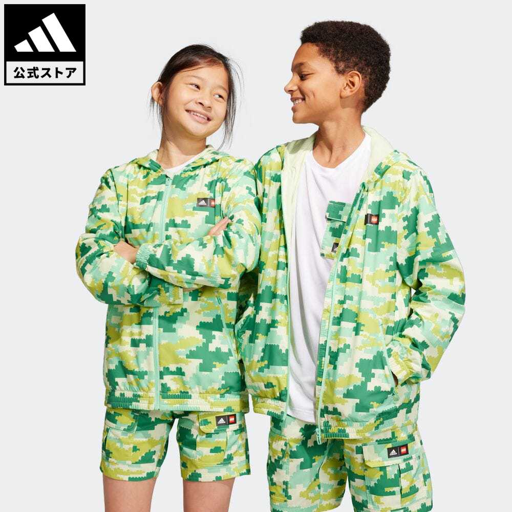 【公式】アディダス adidas 返品可 adidas × LEGO プレー ウインドブレーカー スポーツウェア キッズ／子供用 ウェア・服 アウター ウインドブレーカー 緑 グリーン HS1158 ポイント20倍対象のサムネイル