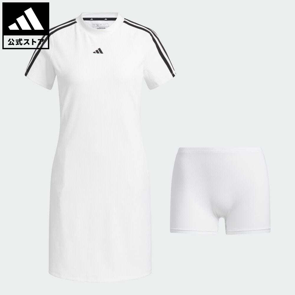 【公式】アディダス adidas 返品可 ゴルフ スリーストライプス 半袖モックネックワンピース レディース ウェア・服 オールインワン ワンピース 白 ホワイト HS8986 Gnot