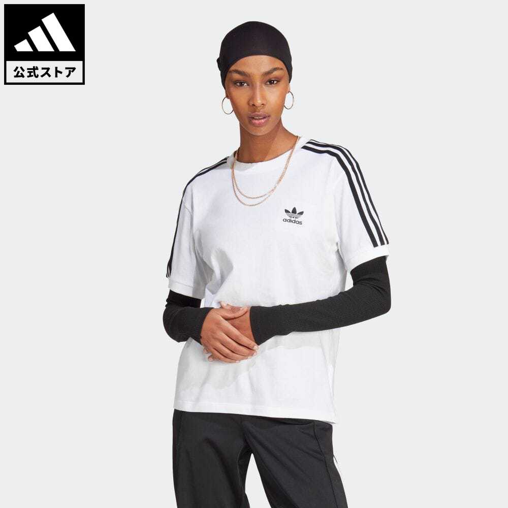 【1,000円OFFクーポン対象 09/04 20:00〜09/11 01:59】【公式】アディダス adidas 返品可 アディカラー クラシックス スリーストライプス 半袖Tシャツ オリジナルス レディース ウェア・服 トップス Tシャツ 白 ホワイト IB7410 半袖のサムネイル